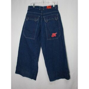 Vtg Y2k 90s Kik Girl Wide Leg Skater Baggy Blue Jeans Sz 5 (30x28) Deep Pockets